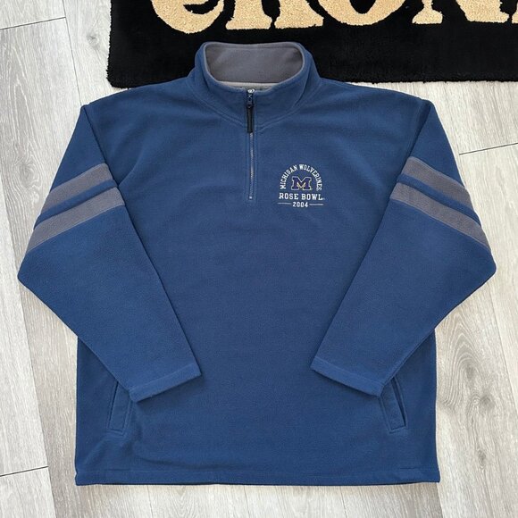 Vintage 2004 University Michigan Wolverines Rose Bowl 1/4-Zip Fleece - XXL / 2XL - Picture 1 of 5
